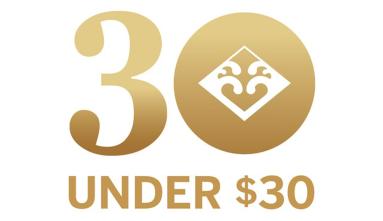 30 Under $30 in gold with white background